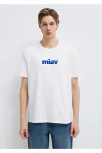 Mavi Miav Printed White T-Shirt Regular Fit / Normal Cut - Image 3