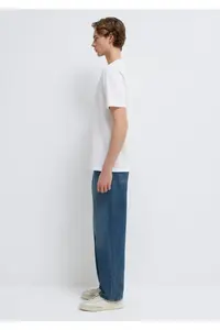Mavi Miav Printed White T-Shirt Regular Fit / Normal Cut - Image 4