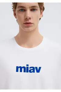 Mavi Miav Printed White T-Shirt Regular Fit / Normal Cut - Image 6