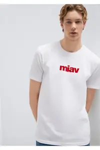 Mavi Red Miav Printed White T-Shirt Regular Fit / Normal Cut -622 - Image 2
