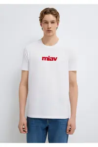 Mavi Red Miav Printed White T-Shirt Regular Fit / Normal Cut -622 - Image 3