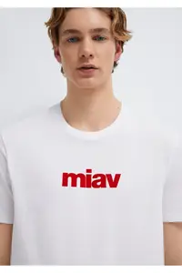 Mavi Red Miav Printed White T-Shirt Regular Fit / Normal Cut -622 - Image 6