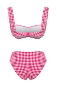 TRENDYOLMİLLA Plaid Patterned Shirred bralette Covered hipster Regular Waist Bikini Set - Image 8