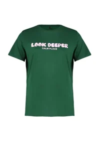 Trendyol Curve dark Green Slogan Printed relaxed 100% Cotton Knitting Plus Size T-Shirt - Image 8