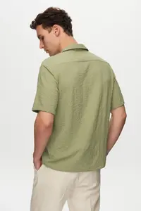 D'S Damat Ds Damat Relaxed Green Seersucker Short Sleeve Wrinkle-Resistant Shirt - Image 4
