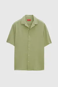 D'S Damat Ds Damat Relaxed Green Seersucker Short Sleeve Wrinkle-Resistant Shirt - Image 5