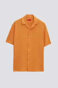 D'S Damat Ds Damat Relaxed Orange Seersucker Short Sleeve Wrinkle-Resistant Shirt - Image 5
