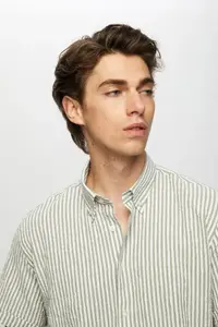 D'S Damat Ds Damat slim Fit Green seersucker Short Sleeve Shirt - Image 2