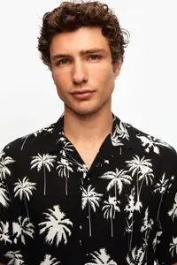 D'S Damat Ds Damat Relaxed Black Patterned Palm Tree Patterned Short Sleeve Summer Viscose Shirt - Image 3