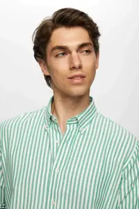 D'S Damat Ds Damat slim Fit Green Striped Shirt - Image 2