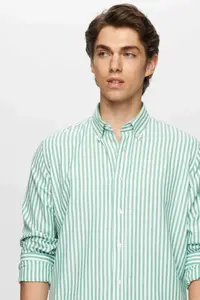 D'S Damat Ds Damat slim Fit Green Striped Shirt - Image 4