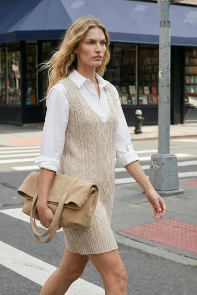 TRENDYOLMİLLA Stone Mini Braided Knitwear Gilet Dress