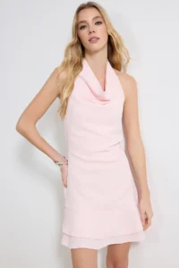 TRENDYOLMİLLA Pink with flywheel Crepe Short / Mini Weaving Dress - Image 2