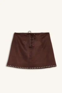 DeFacto A Cut Normal Waist Combed Cotton Lining Suede Mini Skirt