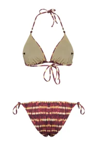 TRENDYOLMİLLA Batik Patterned with accessories Triangle Covered brazilian Regular Waist Bikini Set - Image 6