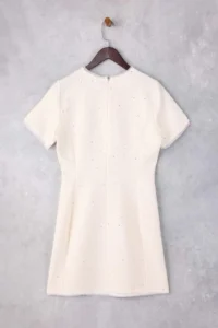TRENDYOLMİLLA Limited Edition Ecru shiny Tweed Mini Weaving Dress - Image 6
