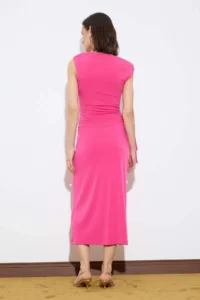 TRENDYOLMİLLA Limited Edition Fuchsia bodycon Asymmetric Yaka Sleeveless with accessories Maxi Flexible Knitting Dress - Image 4