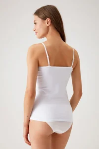 Pierre Cardin Women's 2-Piece Economical Pack White 1204 Thin Strap Basic Cotton Undershirt Set - Image 3
