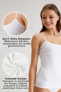 Pierre Cardin Women's 2-Piece Economical Pack White 1204 Thin Strap Basic Cotton Undershirt Set - Image 6
