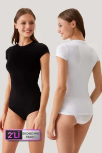 Pierre Cardin Economic Pack of 2 Black White 1005 Short Sleeve Basic T-shirt Undershirt