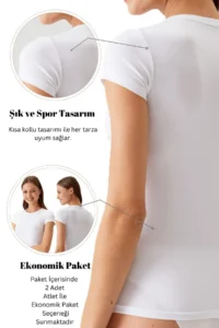 Pierre Cardin Economic Pack of 2 White 1005 Short Sleeve Basic T-shirt - Undershirt - Image 6