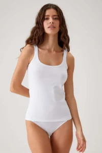 Pierre Cardin 2-Piece Economical Pack White 1025 Square Collar Thick Strap Basic Cotton Undershirt Set - Image 2