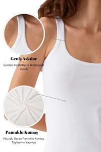 Pierre Cardin 2-Piece Economical Pack White 1025 Square Collar Thick Strap Basic Cotton Undershirt Set - Image 5