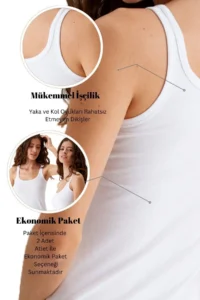 Pierre Cardin 2-Piece Economical Pack White 1025 Square Collar Thick Strap Basic Cotton Undershirt Set - Image 6