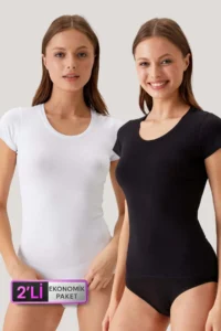 Pierre Cardin Economic Pack of 2 Black-white 1026 Round Neck Short Sleeve Basic T-shirt - Undershirt