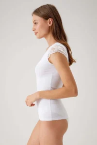Pierre Cardin 2'li Ekonomik Paket Siyah-beyaz 1027 Dantelli V Yaka Basic Pamuklu T-shirt / Atlet Set - Image 3