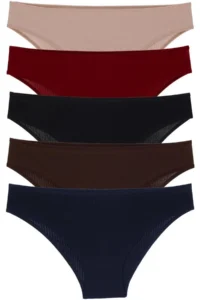 Nicoletta Women's Panties 5 Pack Lycra Ribbed Cotton Camisole BROWN
