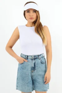 Ritnice Women's Closed Collar Cotton White Straight Sleeve Ribbed Undershirt - Image 5