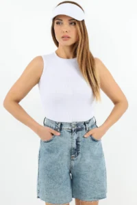 Ritnice Women's Closed Collar Cotton White Straight Sleeve Ribbed Undershirt - Image 7