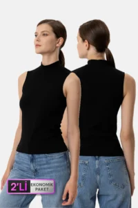 Pierre Cardin Economic Pack of 2  Holy Cotton Turtleneck Turtleneck Zero Sleeve Undershirt