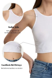 Pierre Cardin Economic Pack of 2  Jesse Cotton Thick Strap Crop Undershirt - Image 6