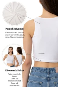 Pierre Cardin Economic Pack of 2  Jesse Cotton Thick Strap Crop Undershirt - Image 7