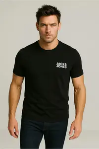 Jack & Jones Erkek Siyah2 Jjecorp Logo Tee Ss O-neck Noos T-shirt -Blacksmal