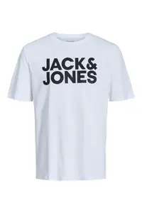 Jack & Jones Crew Neck Logo Printed White T-Shirt - Image 2