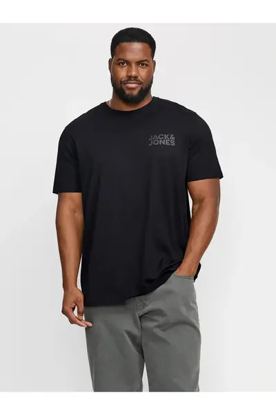 Jack & Jones Crew Neck Logo Printed Large Size T-Shirt