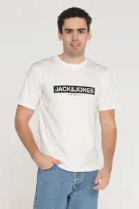 Jack & Jones Men Logo Printed T-Shirt - Pin