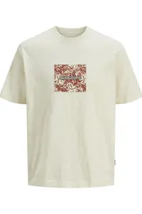 Jack & Jones Split Allover Print Branding Men's Cream T-Shirt (-ANW) - Image 2