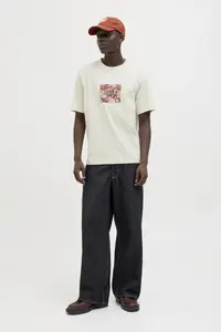 Jack & Jones Split Allover Print Branding Men's Cream T-Shirt (-ANW) - Image 4
