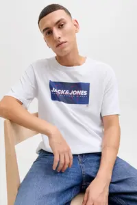 Jack & Jones Men Chest Logo Printed T-Shirt - Cole - Image 4