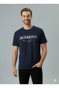 Jack & Jones  T-SHIRT JJDEVIN DAYTONA PRINT TEE SS CREW LN