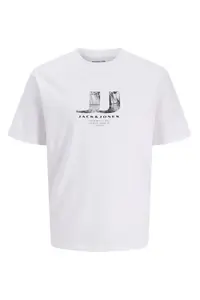 Jack & Jones Men Chest Logo Printed T-Shirt- Dust
