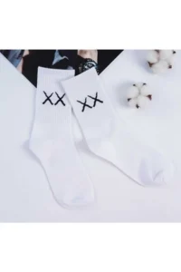 BGK Unisex Black White 6 Pairs College Socks Set - Image 2