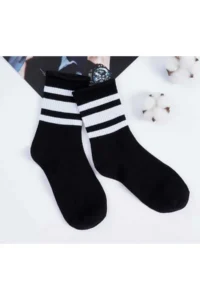 BGK Unisex Black White 6 Pairs College Socks Set - Image 3
