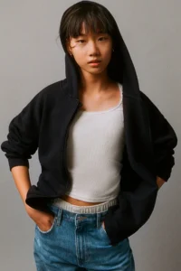 H&M Hooded and Zippered Top