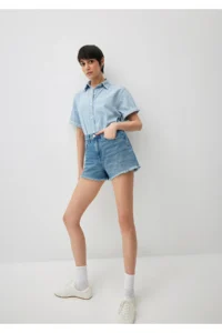 Mavi Cherry 90s Shaded Indigo Blue Jean Shorts -87070