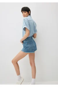 Mavi Cherry 90s Shaded Indigo Blue Jean Shorts -87070 - Image 2
